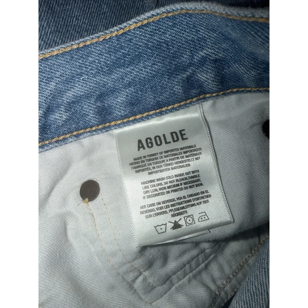 Agolde Women's 31 Parker Long Cotton Denim Shorts Cut Offs Anthropologie Light